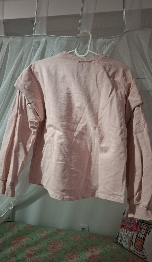 Pembe Pamuklu Uzun Kollu cocuk Sweatshirt - Görsel 4