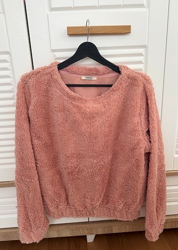 Collezione Pudra Pembe Pelus Bisiklet Yaka Kazak