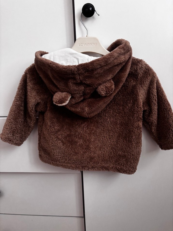 Kahverengi Kapüşonlu Erkek Çocuk Kürklü Mont - Görsel 2