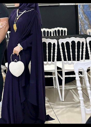 Uzun Mor Drape Detaylı Gotik Abiye Elbise