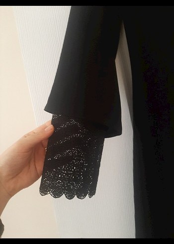 l Beden Siyah Uzun Kollu Salaş Gotik Elbise