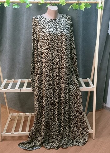 Leopar tam boy elbise