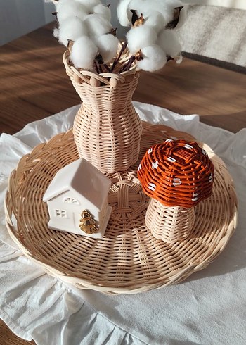 Dekoratif rattan tepsi - Görsel 2