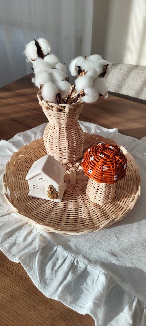 Dekoratif rattan tepsi - Görsel 2