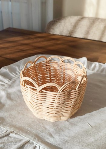 Bej rattan el yapımı mini sepet  - Görsel 2