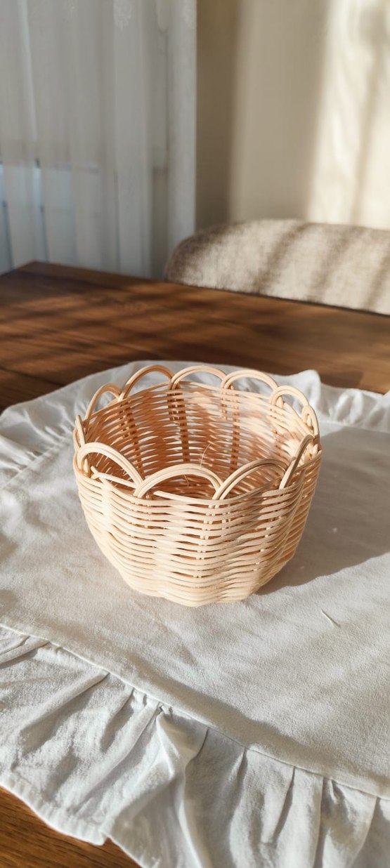 Bej rattan el yapımı mini sepet  - Görsel 2