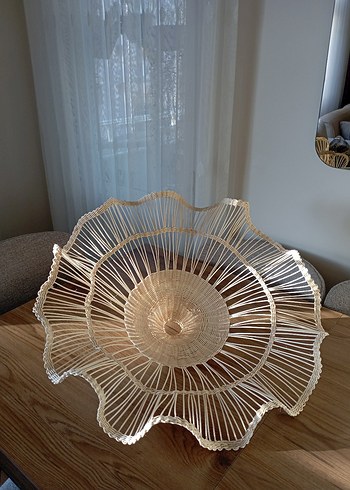 Bej Hasır Tavan Lambası Abajuru - Görsel 3