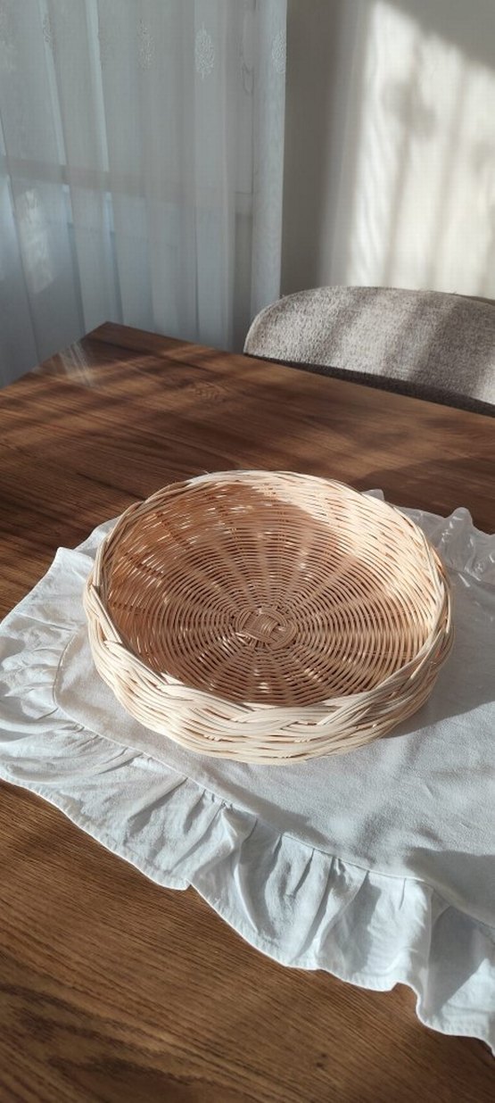 Bej Yuvarlak Hasır Saklama Sepeti - Görsel 2