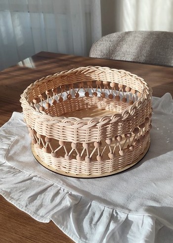 Bej Hasır Örgü Sepet - Görsel 3