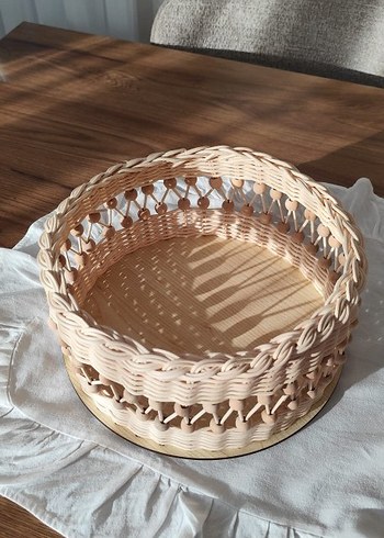 Bej Hasır Örgü Sepet - Görsel 2