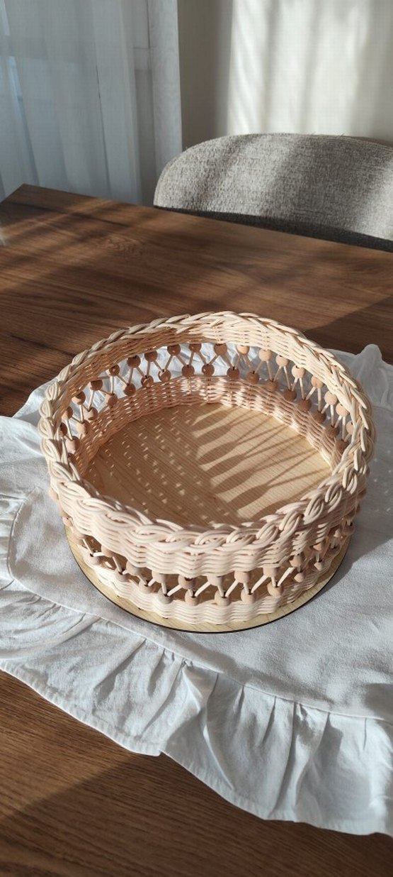 Bej Hasır Örgü Sepet - Görsel 2