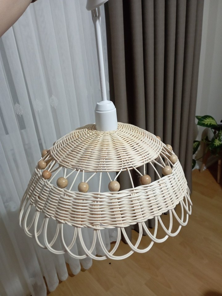 Rattan ahşap boncuklu bohem avize. - Görsel 2