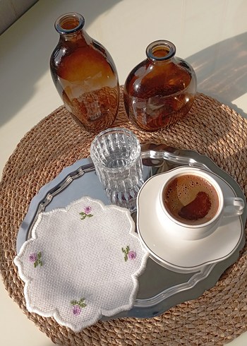 Nakışlı kahve sunum peçetesi 6 adet - Görsel 4