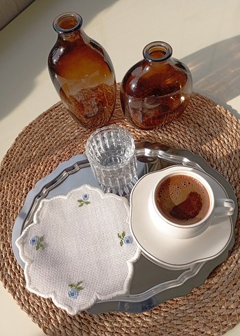 Nakışlı kahve sunum peçetesi 6 adet - Görsel 3