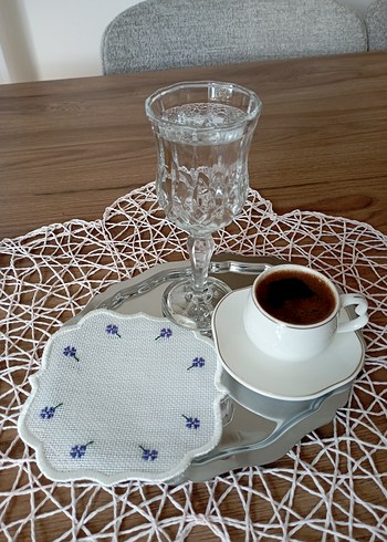 Vintage Nakışlı Küçük Çiçekli Peçete - Görsel 7