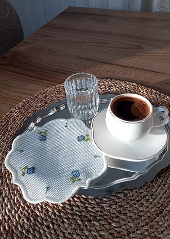 Nakışlı Çiçek Desesli kahve sunum peçetesi - Görsel 7