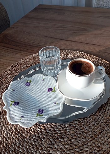Nakışlı Çiçek Desesli kahve sunum peçetesi - Görsel 4
