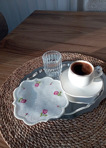 Nakışlı Çiçek Desesli kahve sunum peçetesi - Görsel 6