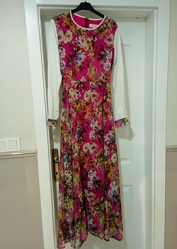 Renkli uzun kollu şirin elbise - Görsel 3