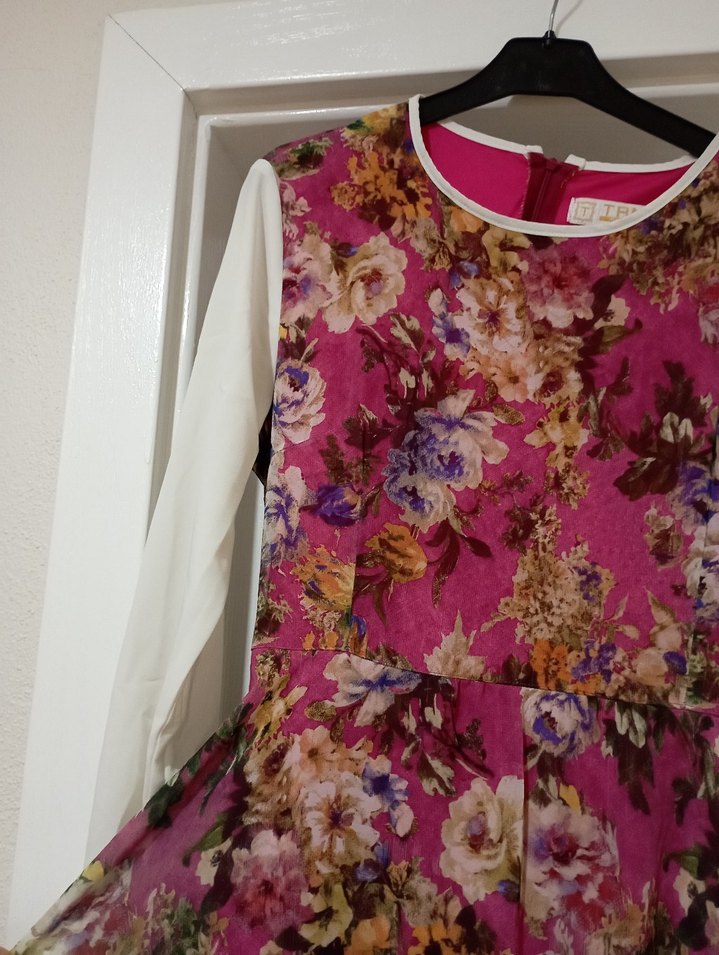 Renkli uzun kollu şirin elbise - Görsel 2