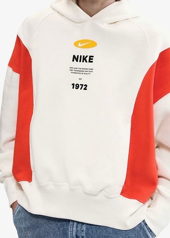 Nike Beyaz Kırmızı Kadın Sweatshirt - Görsel 2