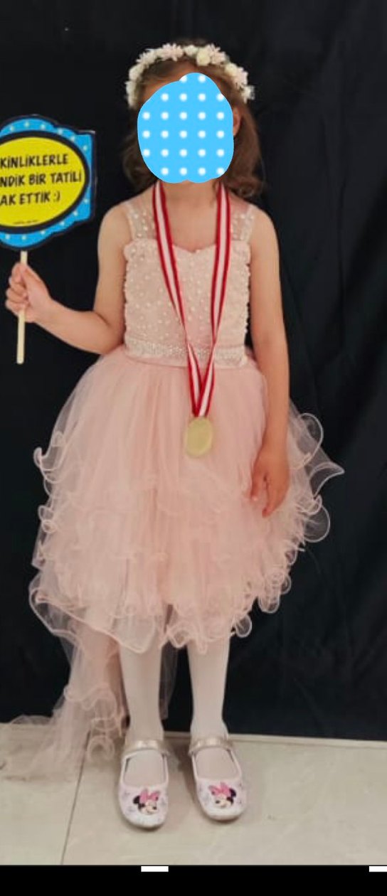 yavruağzı Dantel Detaylı Kız Çocuk Abiye Elbise - Görsel 2