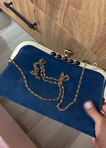 Zincirli Süet Kadın Clutch