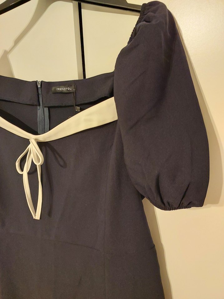 Lacivert Prenses kol elbise - Görsel 2