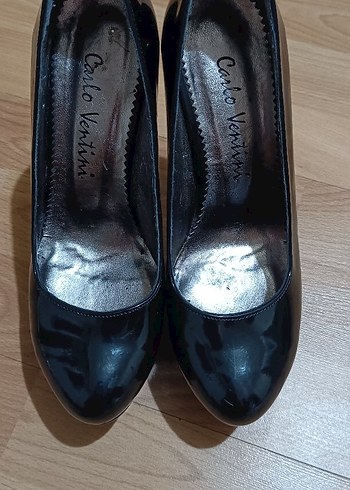 36 Beden Parlak Siyah Stiletto Topuklu Kadın Ayakkabı