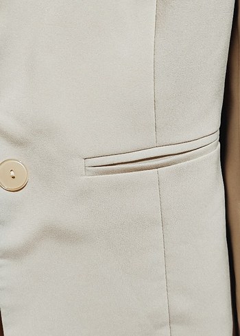 m Beden Bej Kısa Kadın Blazer Ceket