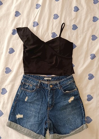 Kadın Mavi Denim Mini Şort