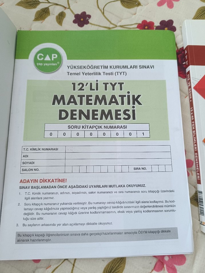 TYT Matematik ve AYT Fen Bilimleri Deneme Kitapları - Görsel 3