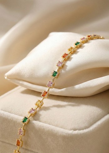 Premium Kararmaz Renkli Baget Taş Bileklik - Görsel 2