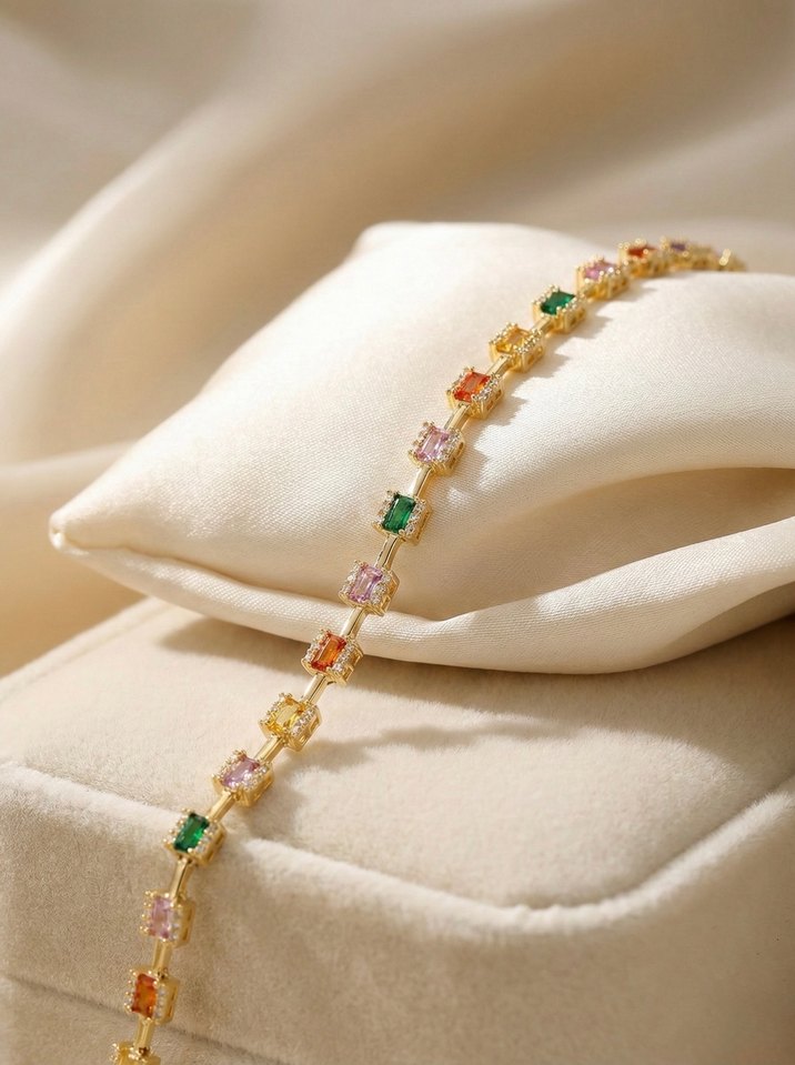 Premium Kararmaz Renkli Baget Taş Bileklik - Görsel 2