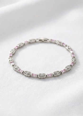 Pembe Baget Taşlı Su Yolu Kadın Bileklik - Görsel 2
