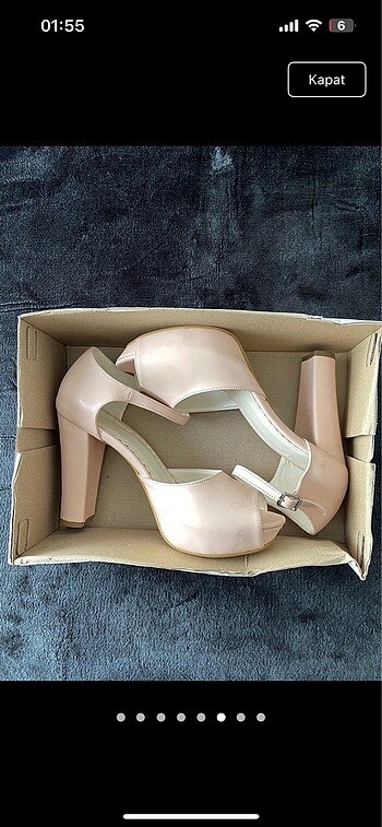 PEMBE TEN RENGİ TOPUKLU AYAKKABI - Görsel 5