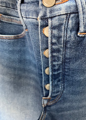 Gri Tokalı Bol Kesim Kadın Jean pantolon - Görsel 6