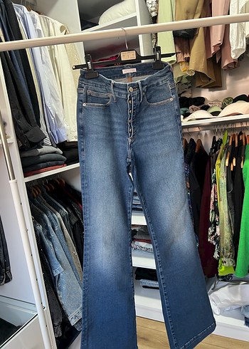 Gri Tokalı Bol Kesim Kadın Jean pantolon - Görsel 2