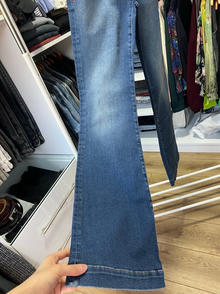 Gri Tokalı Bol Kesim Kadın Jean pantolon - Görsel 4