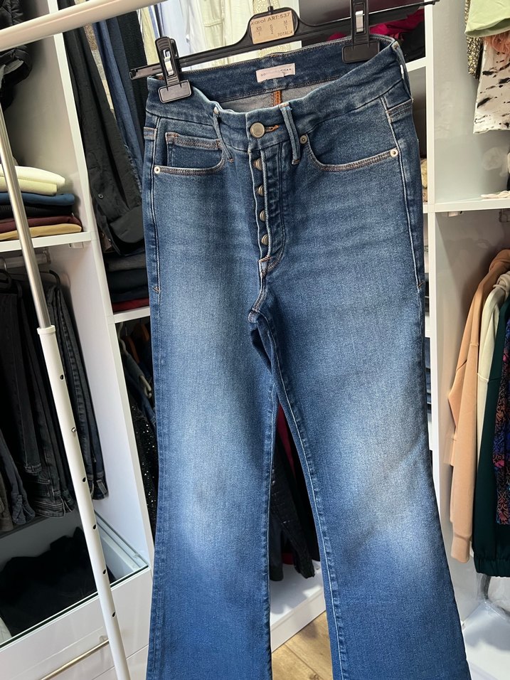 Gri Tokalı Bol Kesim Kadın Jean pantolon - Görsel 3