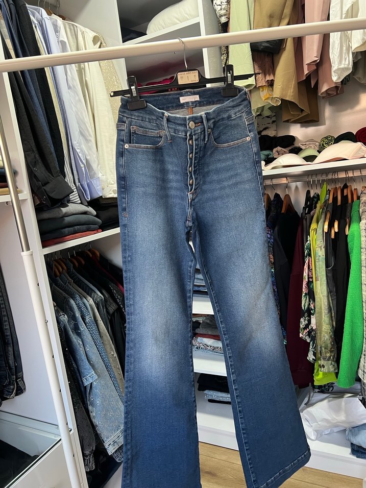 Gri Tokalı Bol Kesim Kadın Jean pantolon - Görsel 2