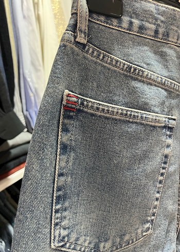 Urban marka Düğmeli Gri Mavi Bağlama Desenli Kadın Kot Pantolon - Görsel 3