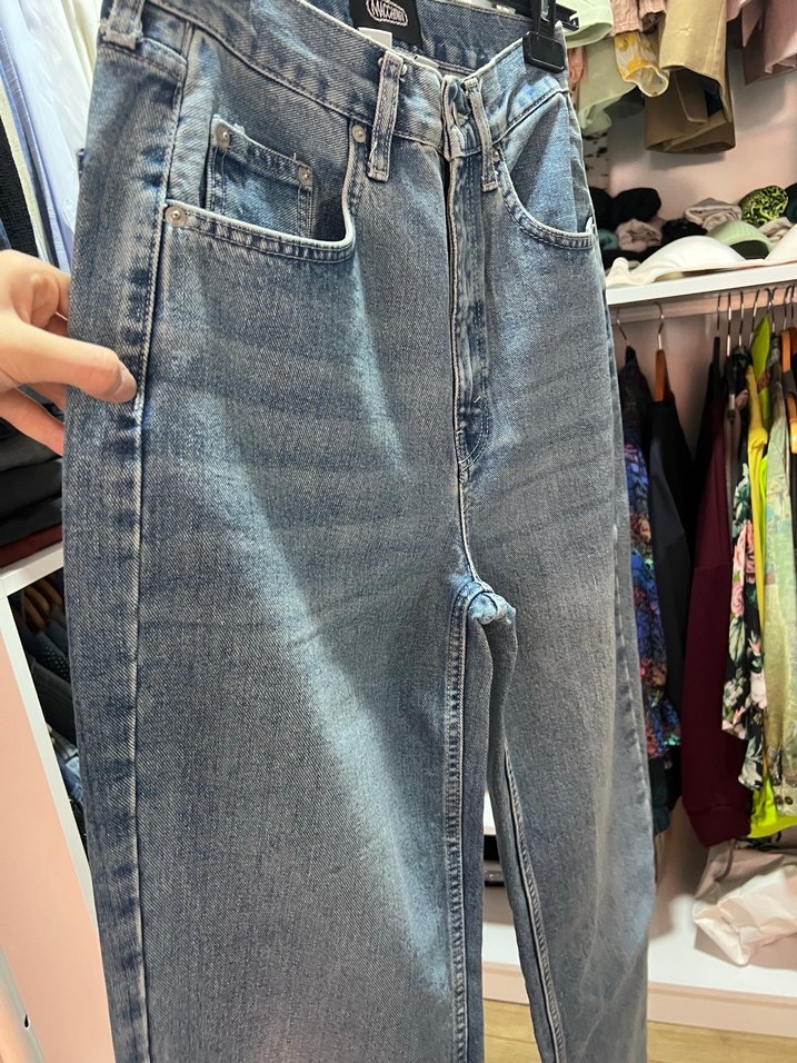 Urban marka Düğmeli Gri Mavi Bağlama Desenli Kadın Kot Pantolon - Görsel 5