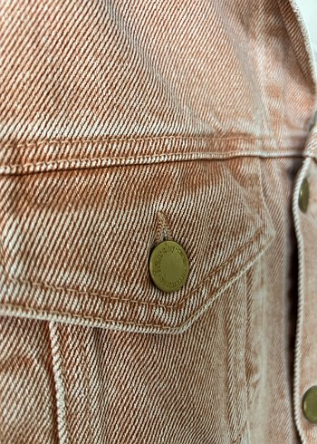 Pembe Kadın Denim Ceket Düğmeli - Görsel 4