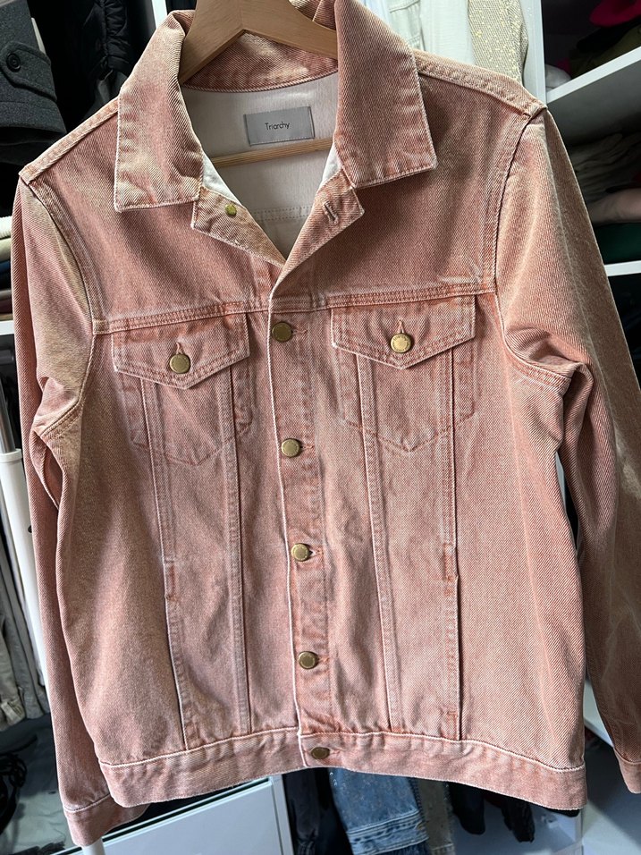 Pembe Kadın Denim Ceket Düğmeli - Görsel 2