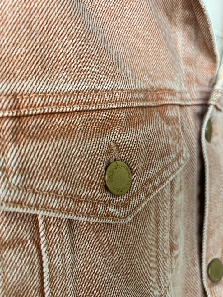 Pembe Kadın Denim Ceket Düğmeli - Görsel 4