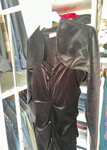 Siyah Drapeli Strappy Midi Abiye Elbise - Görsel 10