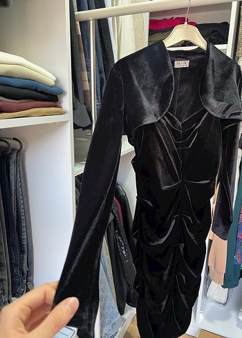 Siyah Drapeli Strappy Midi Abiye Elbise - Görsel 9