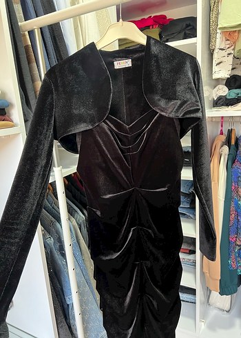 Siyah Drapeli Strappy Midi Abiye Elbise - Görsel 7