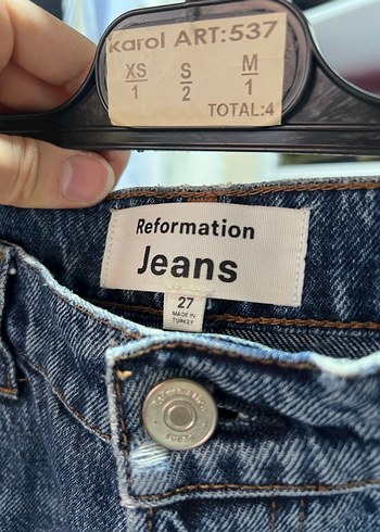 Reformation Düğmeli Denim Kadın Jean pantolon - Görsel 6